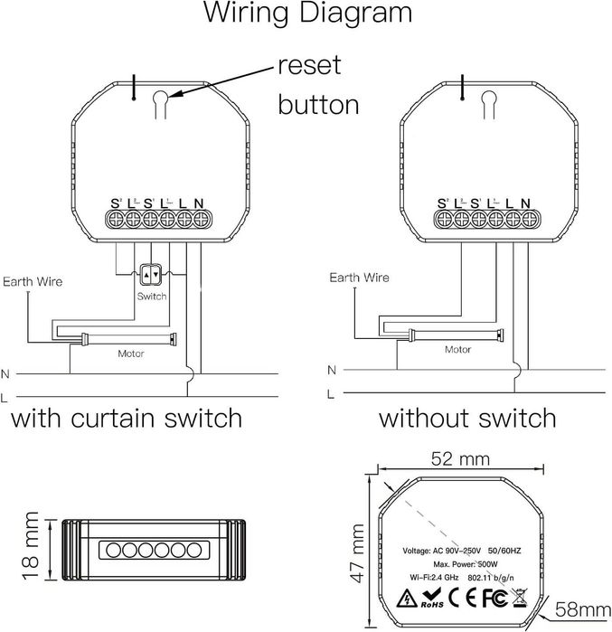 TUYA Wi-Fi Curtain Switch Mini TUYA MS-108WR Wi-Fi