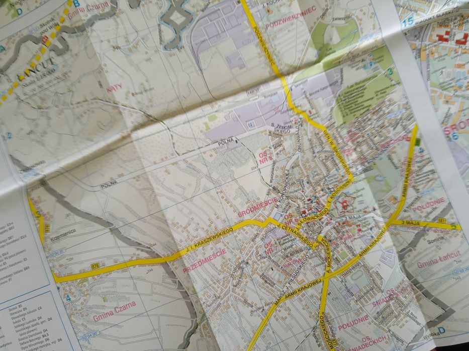 Rzeszów, Jasło, Łańcut plan miasta, mapa