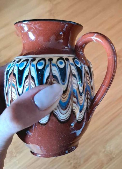 PRL vintage bułgarski ceramiczny  serwis do herbaty ręcznie malowany