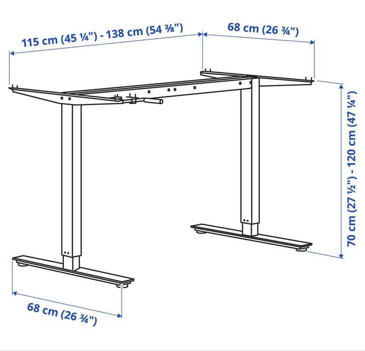 Estrutura de secretária elevatória Ikea Trotten