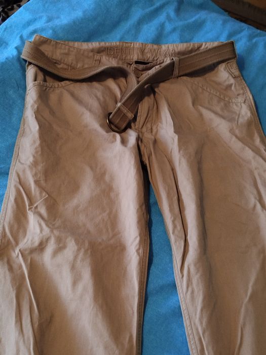 Proste beżowe karmelowe spodnie z prostą nogawką Identity Wear XL
