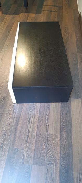 Móvel design Baixo Madeira Maciça c/ Gavetão (Multiusos) em preto wengue e branco