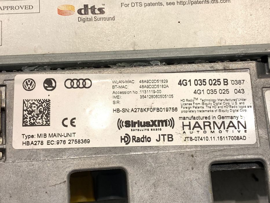 RADIO AUDI A6 C7 4G1035025B 10-18 ODTWARZACZ MULTIMEDIA, STEREO