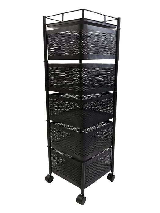 WÓZEK kuchenny 5 koszy czarny metalowy 90cm mobilny