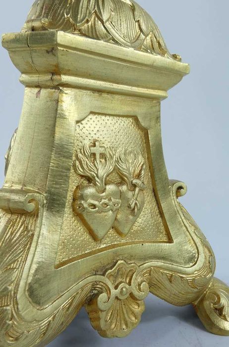 Ołtarzowy Krzyż krucyfiks mosiądz pasyjka JEZUS Maryja GOTYK 80 cm