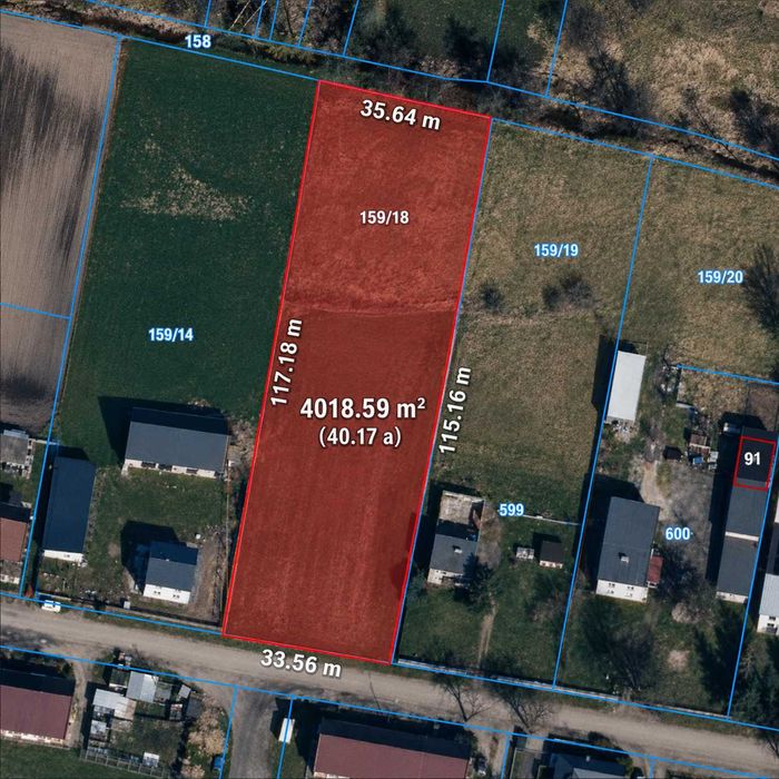 Duża działka budowlana z częścią rekreacyjną 4050m2