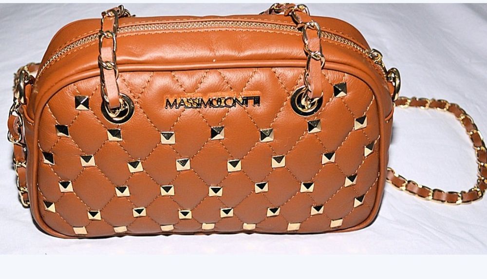 Massimo Contti torebka kuferek skóra naturalnaa