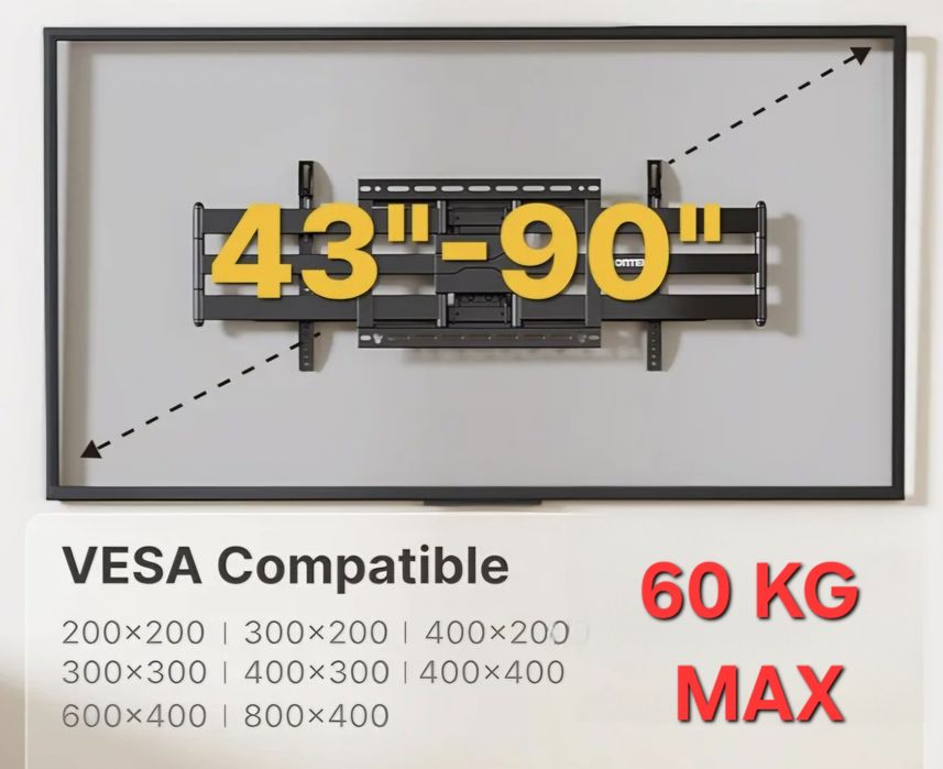 !! Uchwyt do Telewizora 43-90" Max 60 kg 108 CM PREMIUM!!