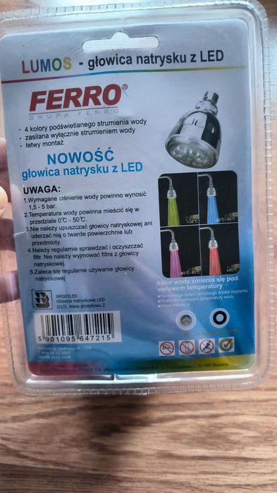 Lumos- Głowica natrysku z LED Ferro