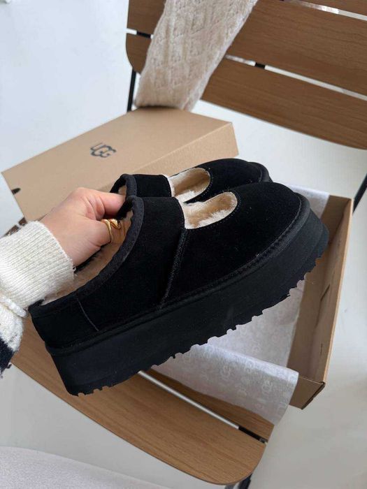 Уггі UGG Bea Mary Jane Black осінні/ зимові натуральна замша та овчина | Угги натуральные жіночі
