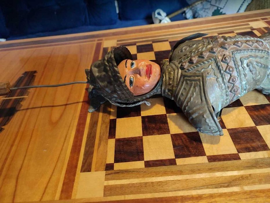 XVIII / XIX w.mosiężna marionetka św.Joanna Darc