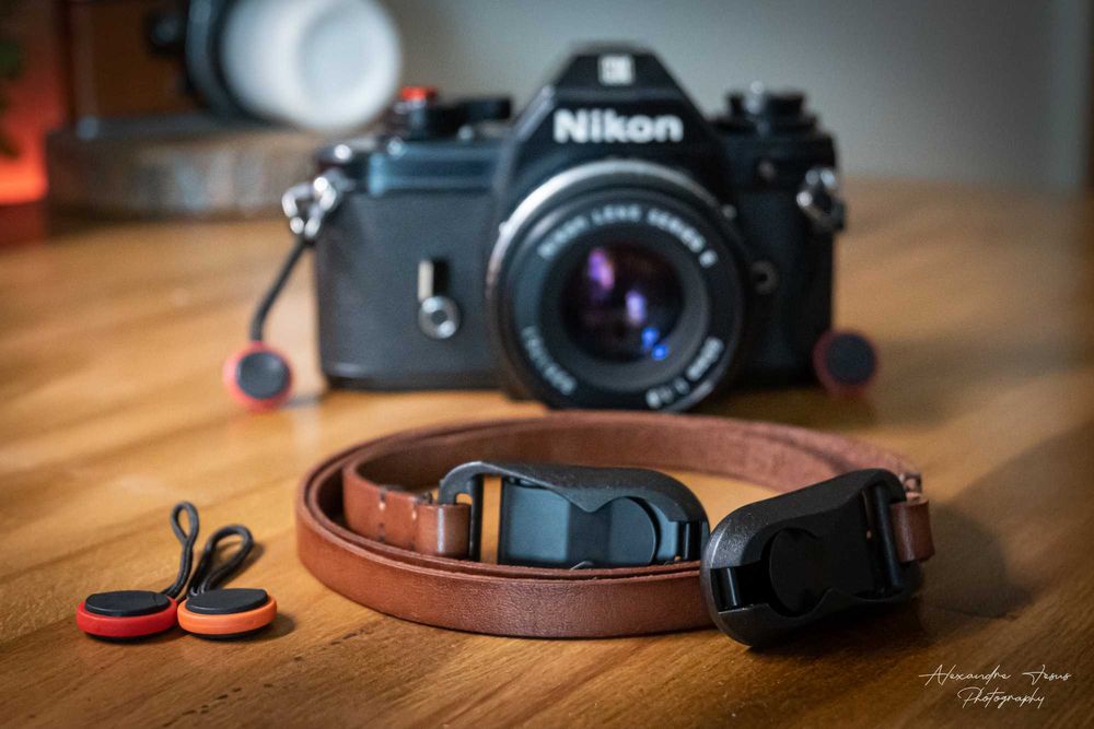 Straps em pele para máquina fotográfica