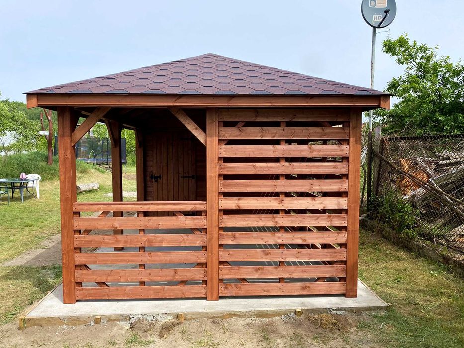 Altana ogrodowa z domkiem narzędziowym Afrodyta 3m x 7m - PRODUCENT