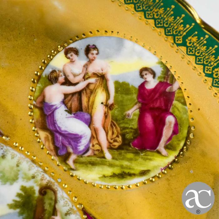 Prato decorativo em porcelana europeia, séc. XIX