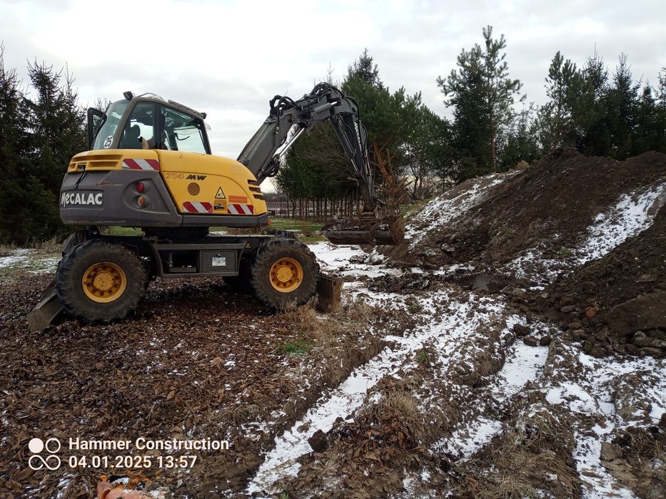 Usługi Koparka kołowa.Mecalac, Roboty ziemne, transport, minikoparka