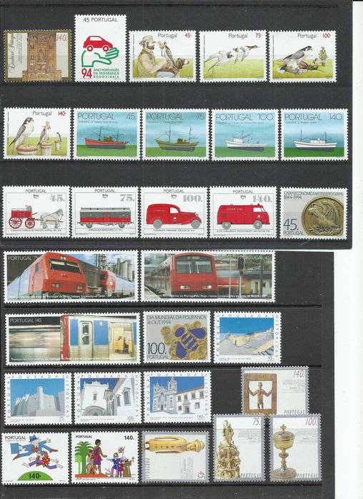 Selos portugueses, 1994 incompleto, 60 selos, 3 blocos + 1 miniatura
