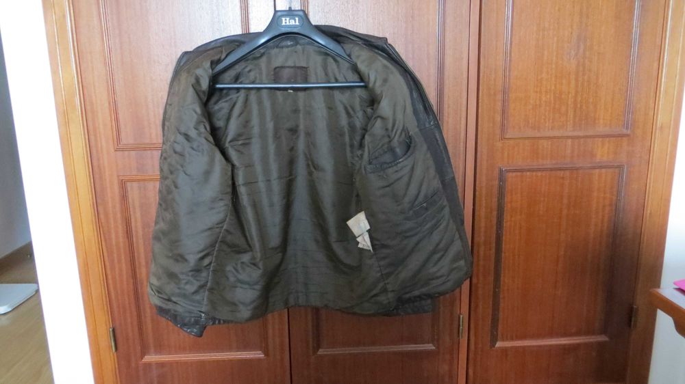 Casaco de pele homem, castanho, tamanho 48