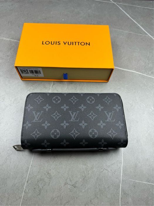 LOUIS VUITTON клатч кошелек мужской черный кожаный