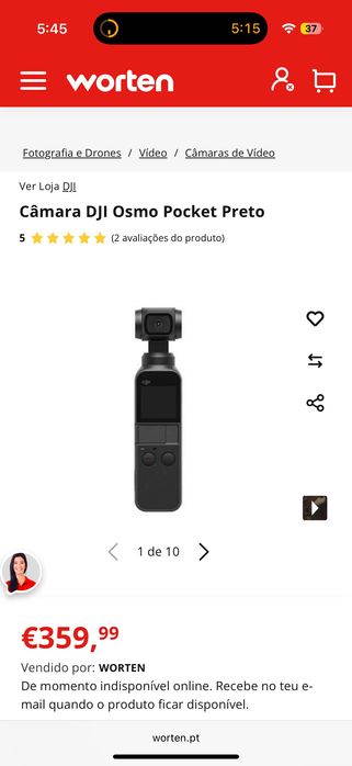 DJI Osmo Pocket Preto Novo