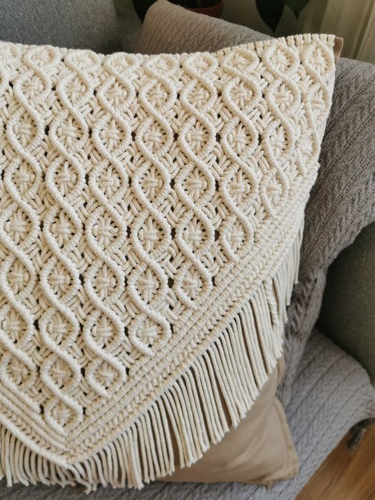 Poszewka na poduszkę makrama, styl boho, rękodzieło, Ikea gurli