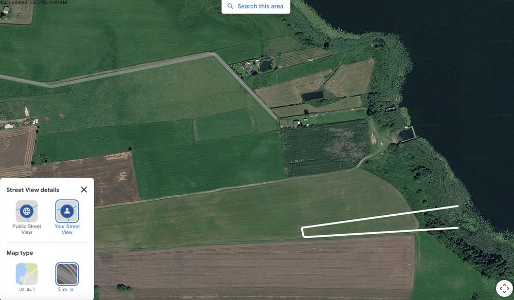 Działka rolna 3574 m² z linią brzegową (Złożony wniosek o WZ) - Widok 2