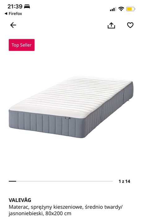 Materac ikea stan bardzo dobry 80x200