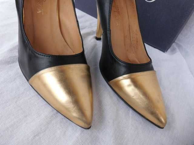 Ryłko Estima klasyczne skórzane szpilki chanelki 36,5