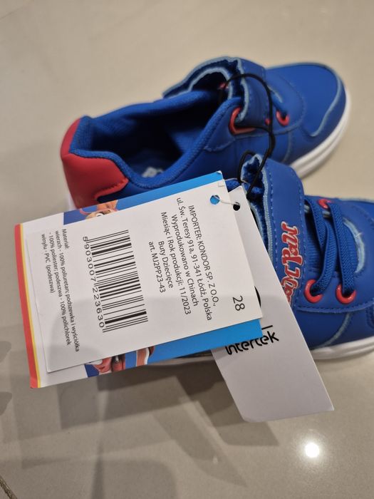 Nowe buty dziecięce psi patrol 28 na rzep niebieskie sportowe z białą