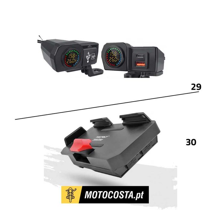 Suportes Telemóvel Moto - Carregamento Sem Fios e USB - MOTOCOSTA