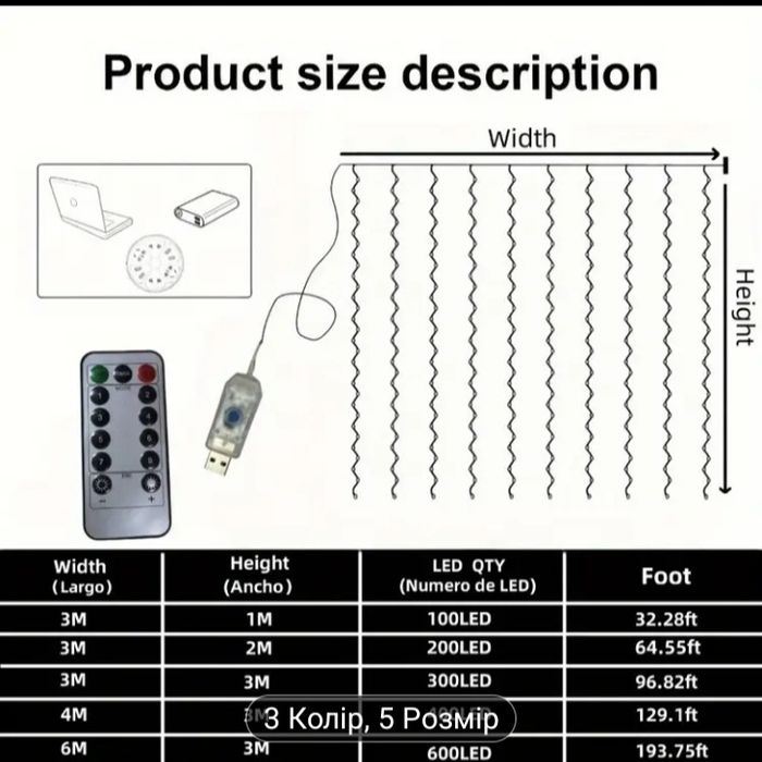 Гирлянда штора 3м×2м  (нова)