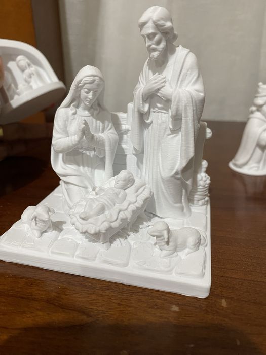 Presépio Sagrada Família branco com ovelhas — impressão 3D