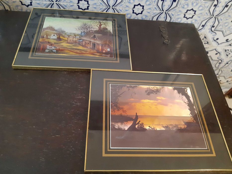 Conjunto 2 quadros 30×25cm, vintage, excelente estado