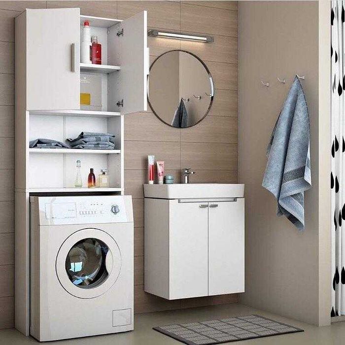 Влагостойкий шкаф в ванную тумба пенал стелаж зеркальный шкафчик полка