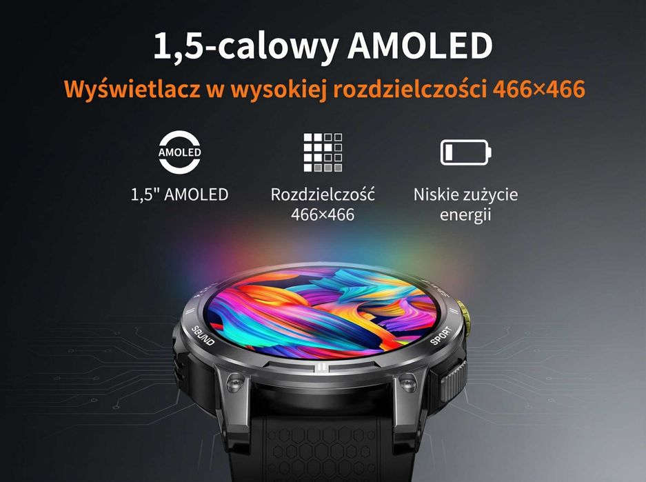 SMARTWATCH smartwatch amoled gps rozmowy bt sport – NOWY
