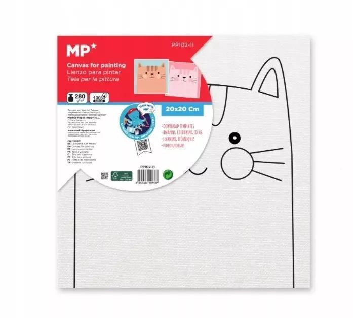 Płótno do malowania kotek 20x20. MP Main Paper. Nowy Produkt