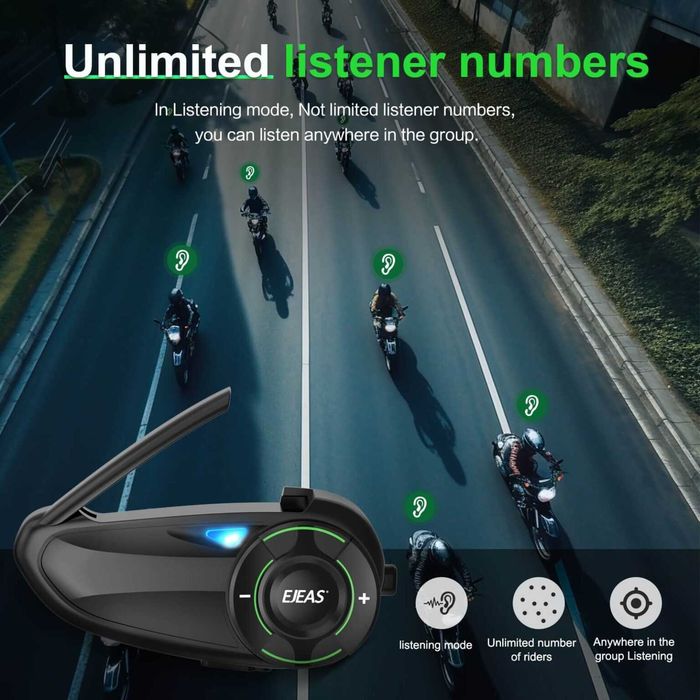 EJEAS Q8 NOVO! sistema de intercomunicação simultânea até 6 condutores numa distância superior a 1000 metros. Mota Bicicleta Skate Snowboard