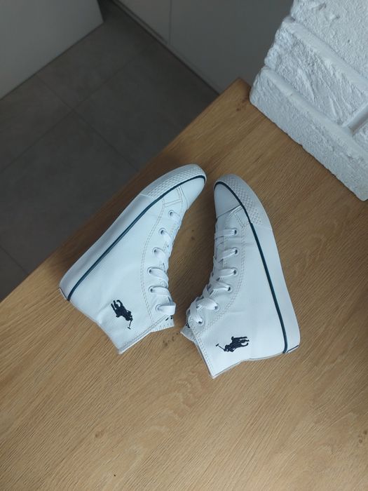 Buty trampki wysokie polo ralph lauren 30 biale Wkładka 20 cm ręcznie