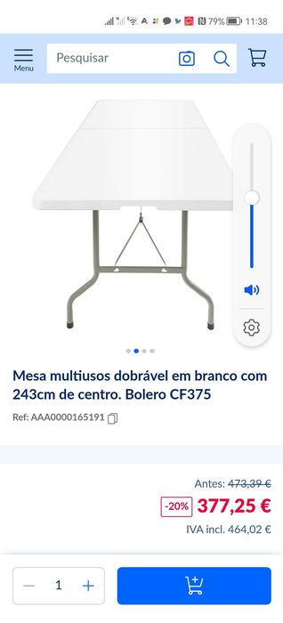 Mesa dobrável em resina