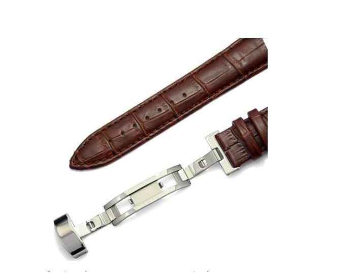 Bracelete Relógio Pele Castanha 18mm 20mm  Fecho Borboleta
