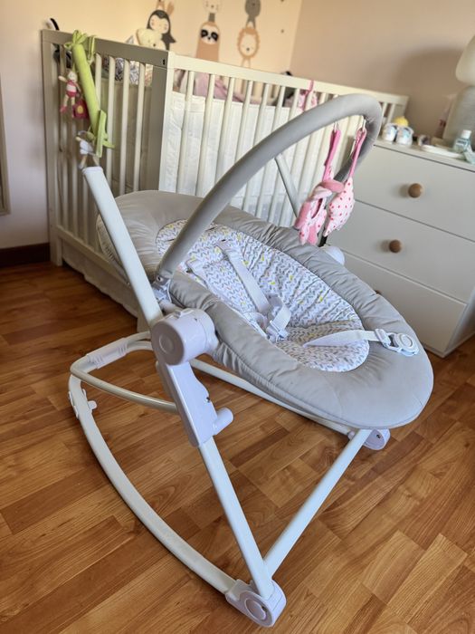 Espreguiçadeira alta BADABULLE Compact'Up - cinzento claro estampado