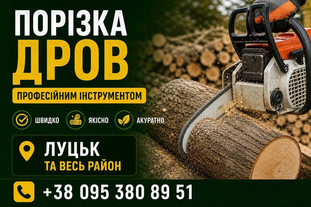 Порізка дров професійним інструментом