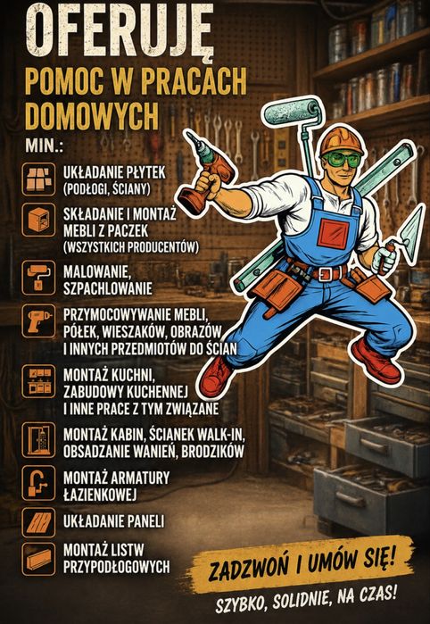 Różne prace związane z wykańczaniem mieszkania Rzeszów/okolice