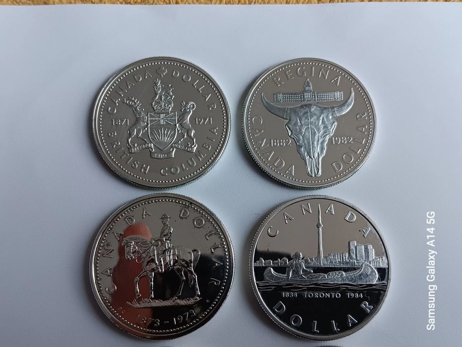 7 moedas prata de dólar do Canadá. Diversas