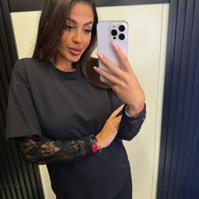 Bluzka koronkowe rekawy polska produkcja tunika