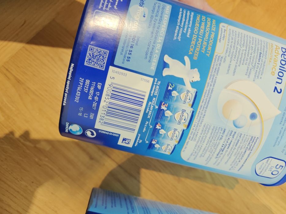 Nowe mleko Bebilon 2 advance 800 g dwie sztuki
