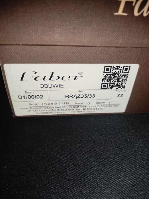Buty wizytowe chłopięce skórzane Faber brąz r.33 komunia