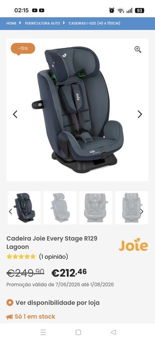 Cadeira auto Joie Every Stage 0/1/2/3 (0-12 anos)