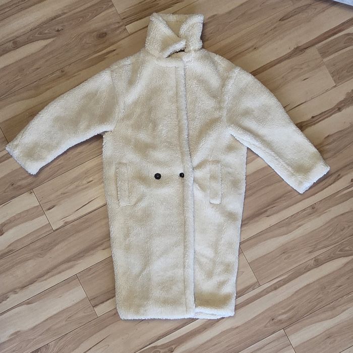 Długi płaszcz damski futerko  teddy miś baranek S 36