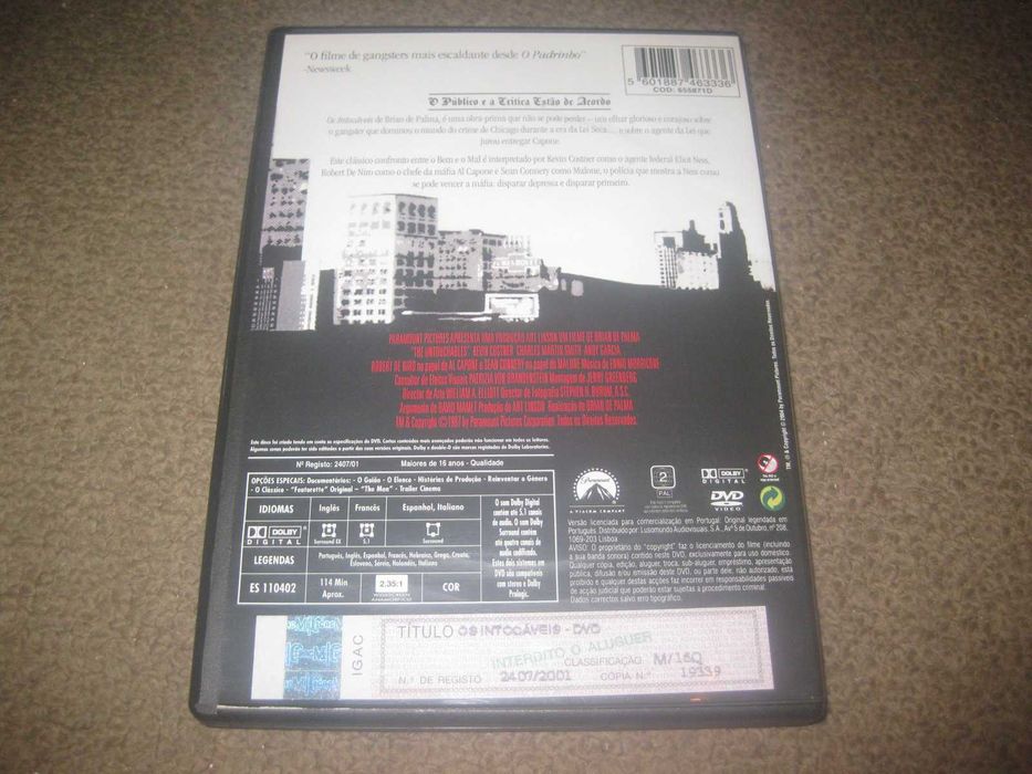DVD "Os Intocáveis" com Robert De Niro