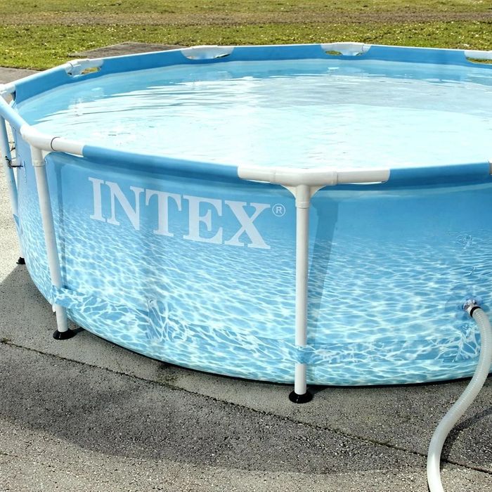 Каркасний басейн Intex 28206 / 28208 (305×76 см) круглий  морський принт Metal Frame басейн 3 м сімейний для дачі